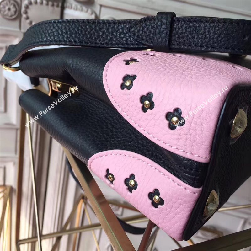 M54582 Louis Vuitton LV Capucines PM Handbag Real Leather Shoulder Bag Black 6961