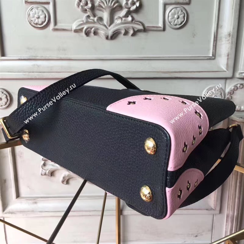 M54582 Louis Vuitton LV Capucines PM Handbag Real Leather Shoulder Bag Black 6961