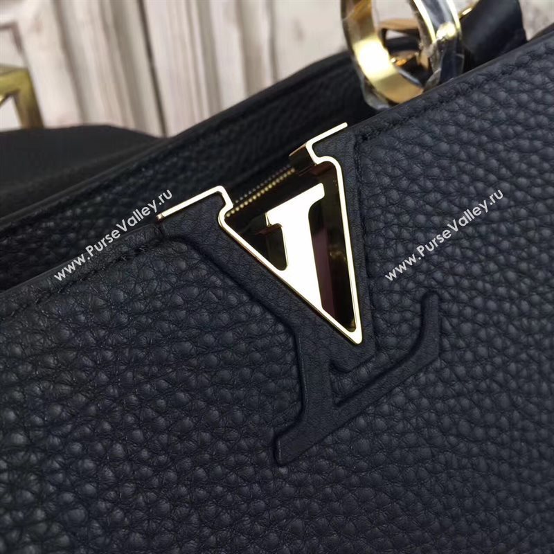 M54582 Louis Vuitton LV Capucines PM Handbag Real Leather Shoulder Bag Black 6961