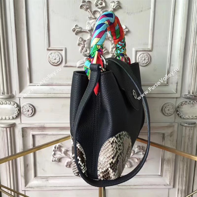 Louis Vuitton LV Capucines PM Handbag Black with python Leather Bag N94410 6962