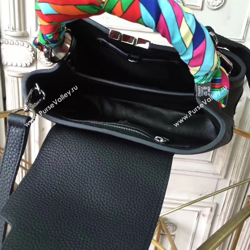 Louis Vuitton LV Capucines PM Handbag Black with python Leather Bag N94410 6962