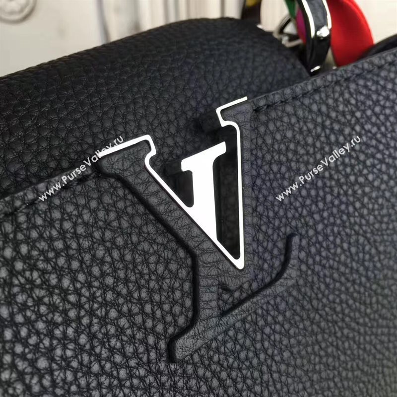 Louis Vuitton LV Capucines PM Handbag Black with python Leather Bag N94410 6962