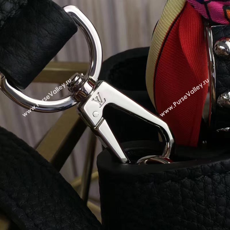 Louis Vuitton LV Capucines PM Handbag Black with python Leather Bag N94410 6962