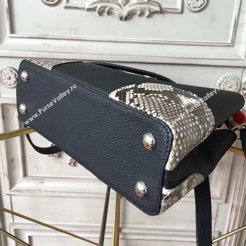 Louis Vuitton LV Capucines PM Handbag Black with python Leather Bag N94410 6962