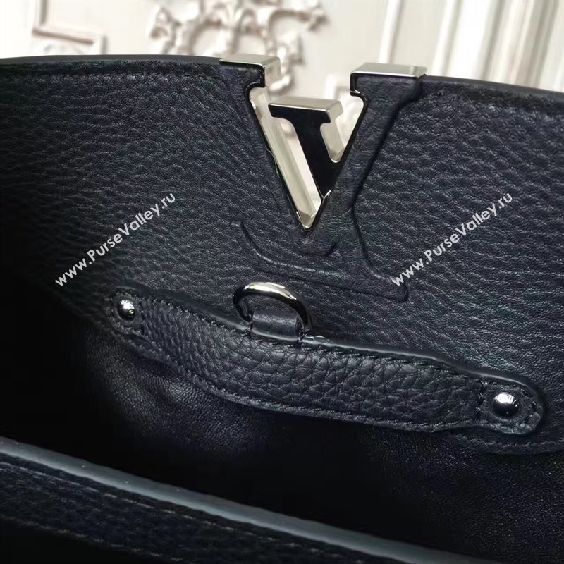 Louis Vuitton LV Capucines PM Handbag Black with python Leather Bag N94410 6962
