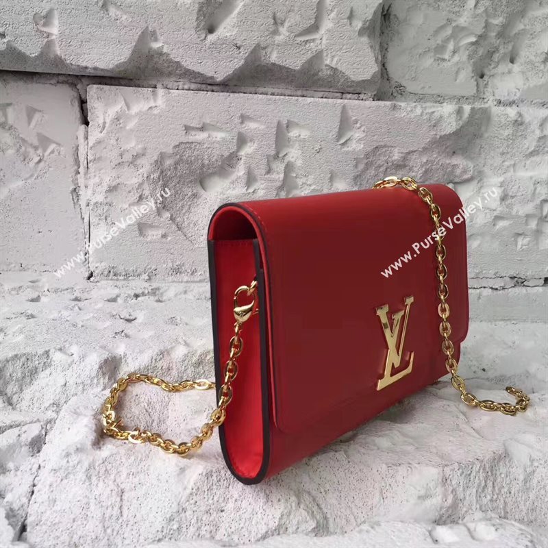 Louis Vuitton LV Chain Louise GM Handbag Real Leather Shoulder Bag Red M51631 6964