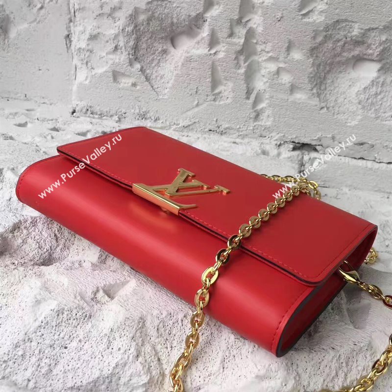 Louis Vuitton LV Chain Louise GM Handbag Real Leather Shoulder Bag Red M51631 6964