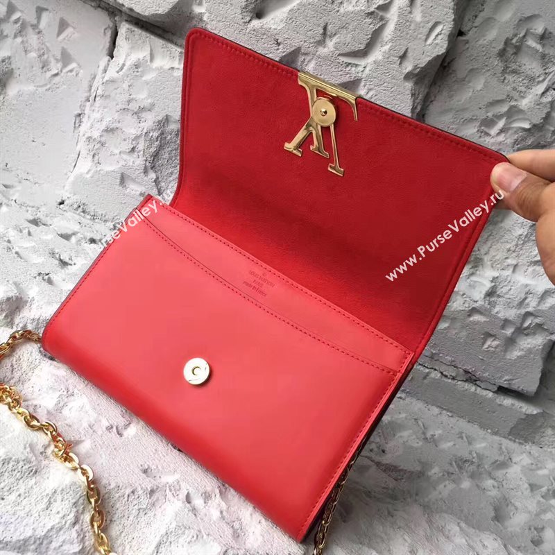 Louis Vuitton LV Chain Louise GM Handbag Real Leather Shoulder Bag Red M51631 6964