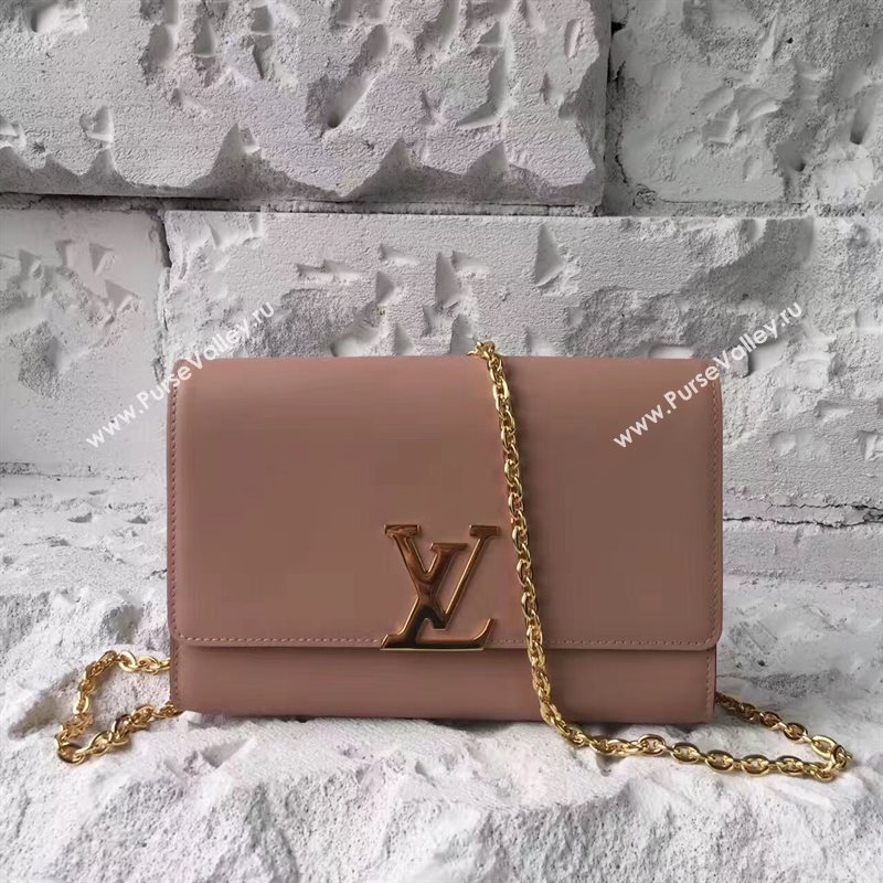 Louis Vuitton LV Chain Louise GM Handbag Real Leather Shoulder Bag Nude M51632 6965