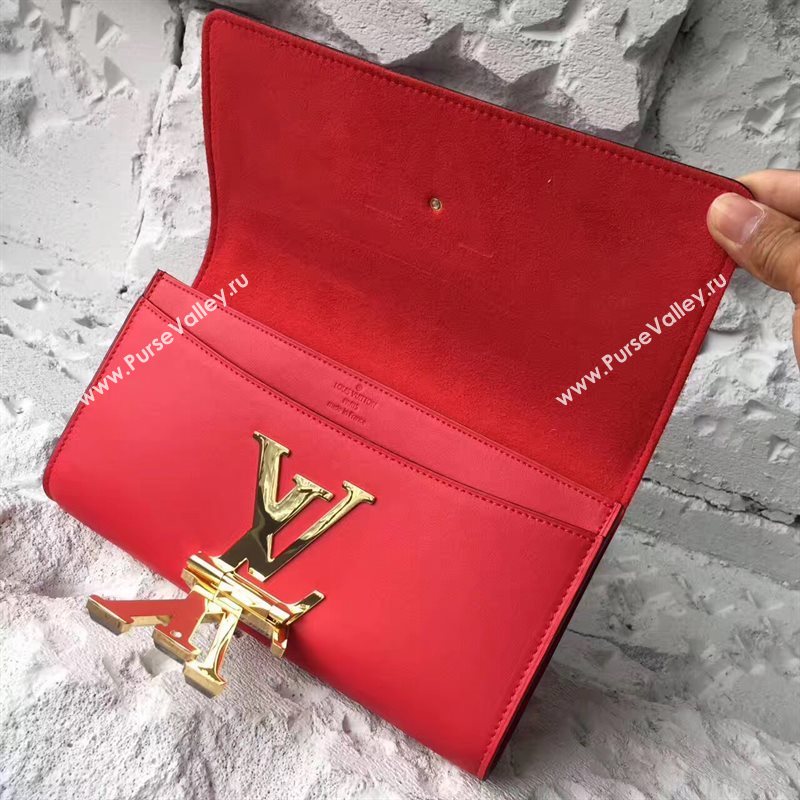 Louis Vuitton LV Capucines Clutch Evenning Bag Real Leather Handbag Red M42036 6967