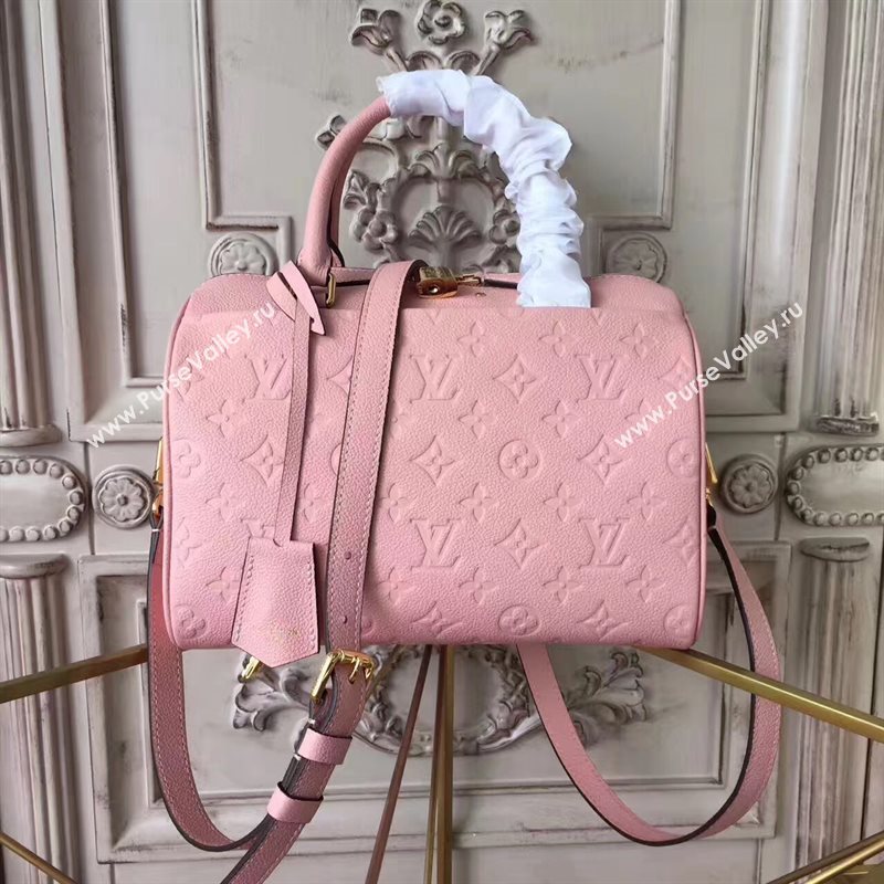 Louis Vuitton LV Speedy 25 Real Leather Handbag Monogram Bag Pink M44069 6973