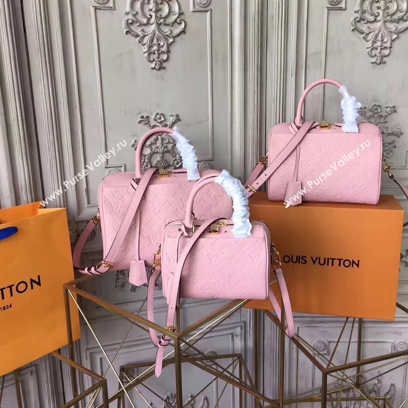 Louis Vuitton LV Speedy 25 Real Leather Handbag Monogram Bag Pink M44069 6973