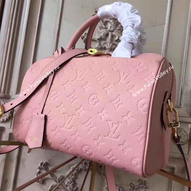 Louis Vuitton LV Speedy 25 Real Leather Handbag Monogram Bag Pink M44069 6973