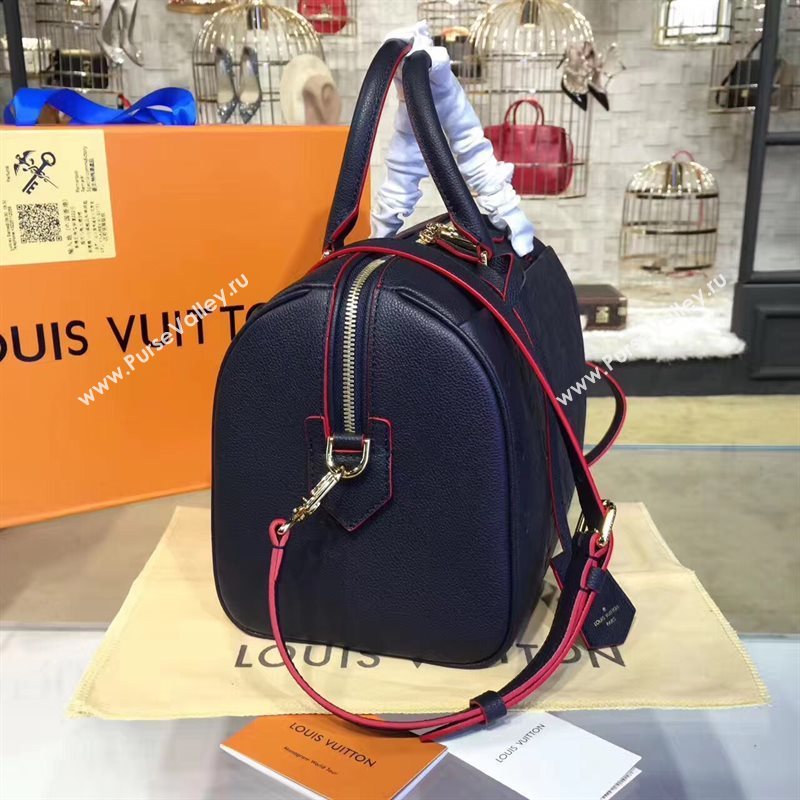 Louis Vuitton LV Speedy 30 Real Leather Handbag Monogram Bag Navy M43503 6975