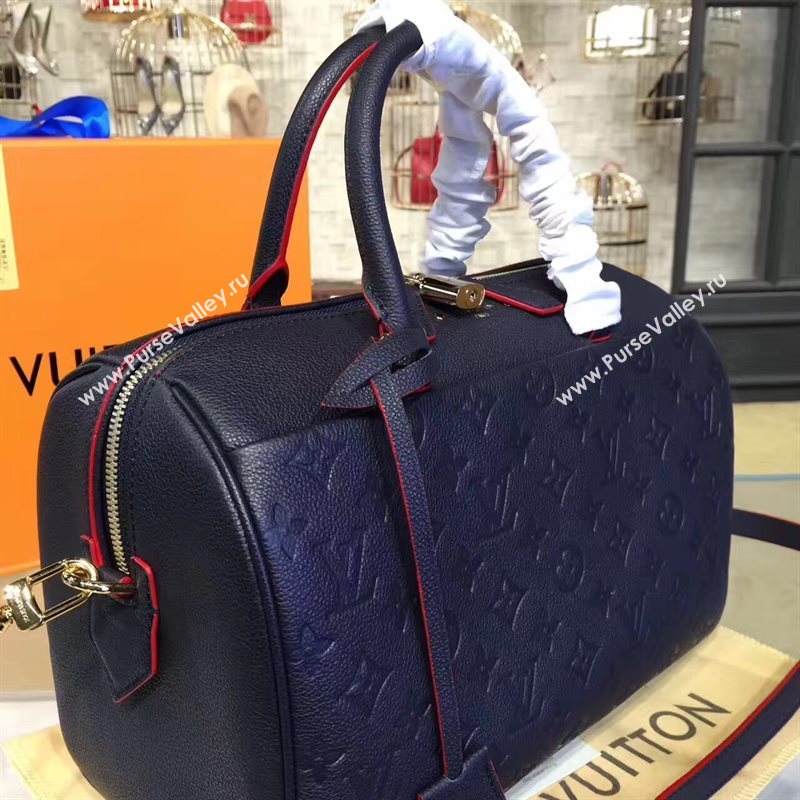 Louis Vuitton LV Speedy 30 Real Leather Handbag Monogram Bag Navy M43503 6975