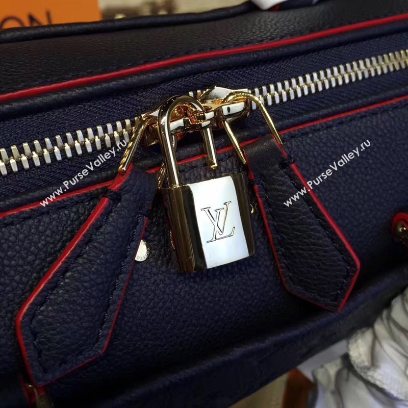 Louis Vuitton LV Speedy 25 Real Leather Handbag Monogram Bag Navy M43501 6976