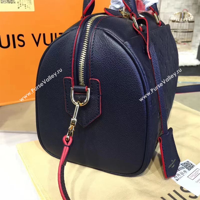 Louis Vuitton LV Speedy 25 Real Leather Handbag Monogram Bag Navy M43501 6976