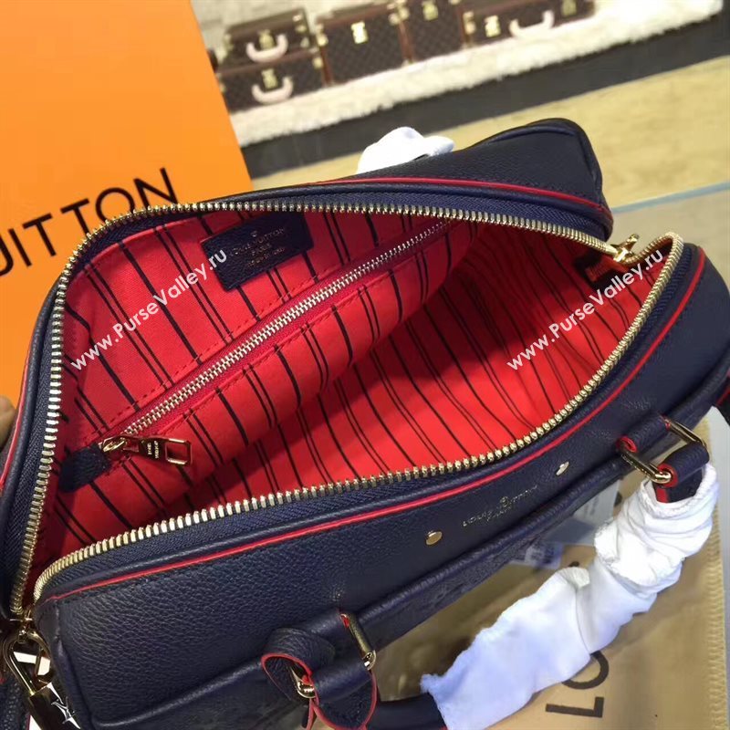 Louis Vuitton LV Speedy 25 Real Leather Handbag Monogram Bag Navy M43501 6976