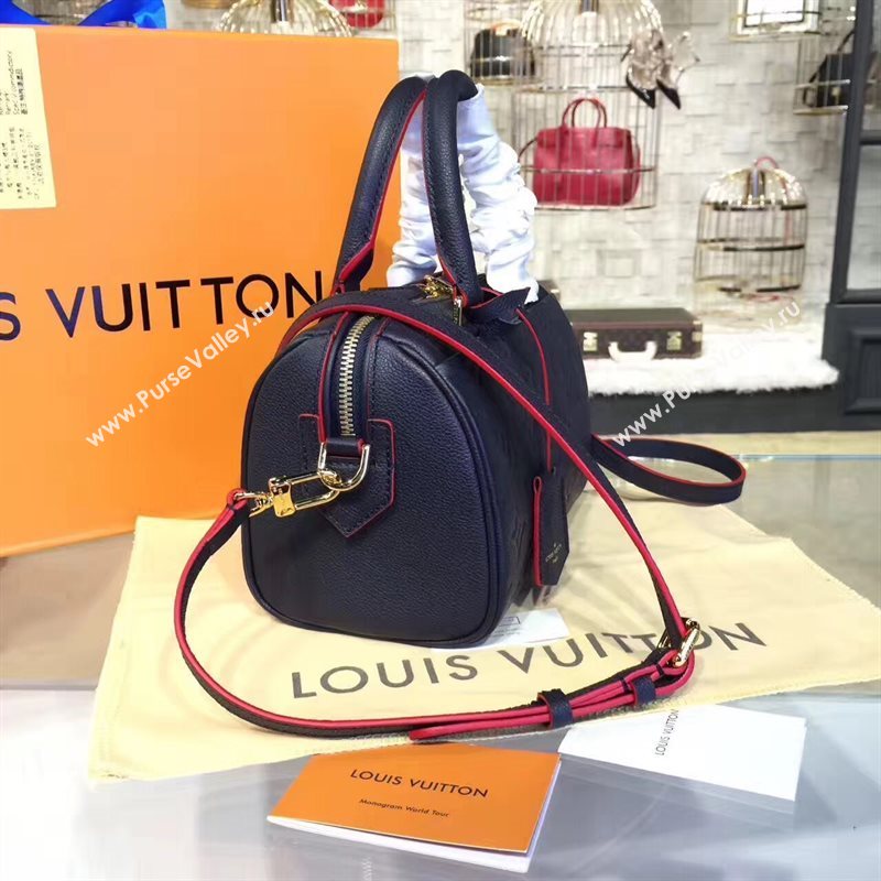 Louis Vuitton LV Speedy 20 Real Leather Handbag Monogram Bag Navy M42394 6977