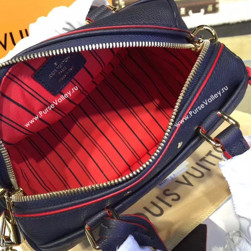 Louis Vuitton LV Speedy 20 Real Leather Handbag Monogram Bag Navy M42394 6977