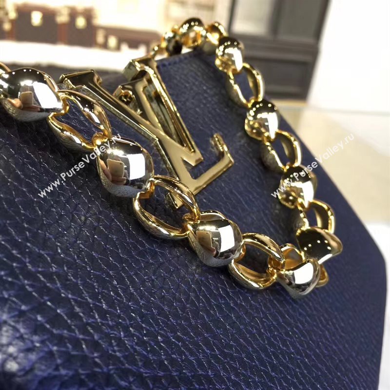 Louis Vuitton LV Capucines Mini Chain Handbag Real Leather Shoulder Bag Black M42935 6986