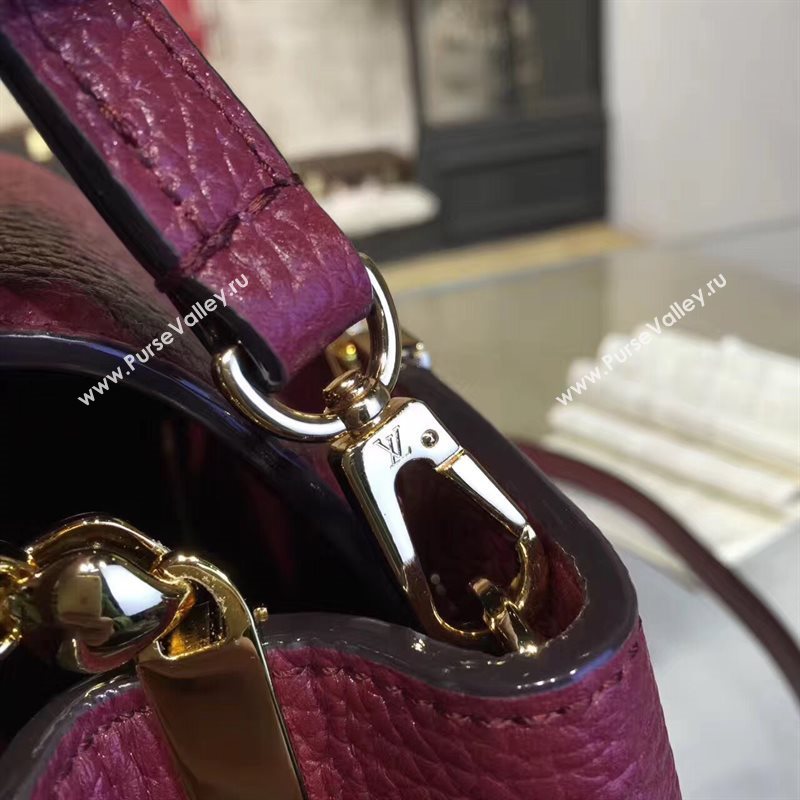 Louis Vuitton LV Capucines Mini Chain Handbag Real Leather Shoulder Bag Wine M42935 6987