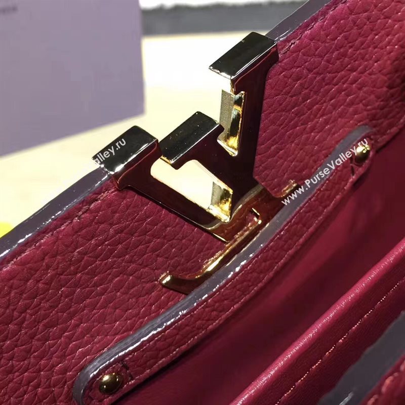 Louis Vuitton LV Capucines Mini Chain Handbag Real Leather Shoulder Bag Wine M42935 6987