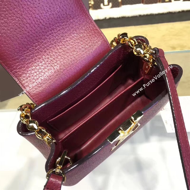 Louis Vuitton LV Capucines Mini Chain Handbag Real Leather Shoulder Bag Wine M42935 6987