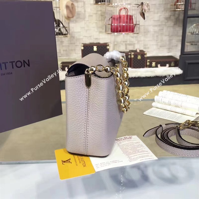 Louis Vuitton LV Capucines Mini Chain Handbag Real Leather Shoulder Bag Khaki M42935 6988