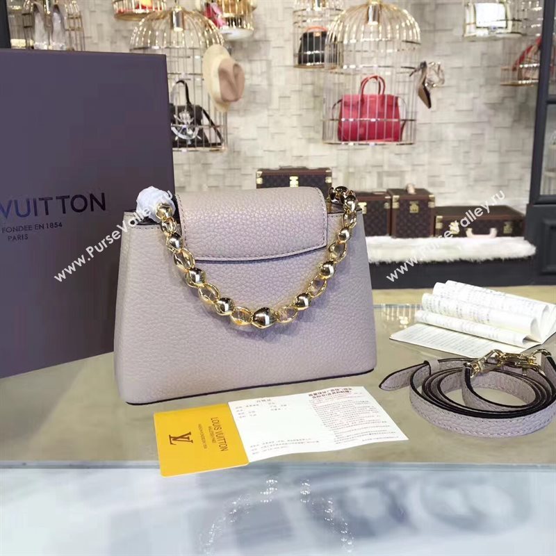 Louis Vuitton LV Capucines Mini Chain Handbag Real Leather Shoulder Bag Khaki M42935 6988