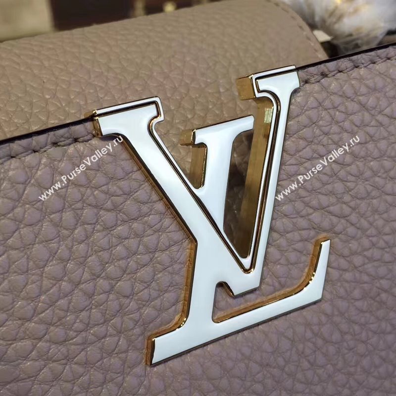 Louis Vuitton LV Capucines Mini Chain Handbag Real Leather Shoulder Bag Khaki M42935 6988