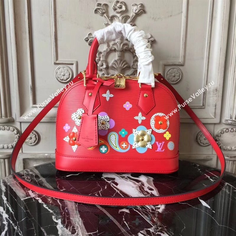 Louis Vuitton LV Alma BB Handbag Monogram Epi Leather Bag Red M53513 6999