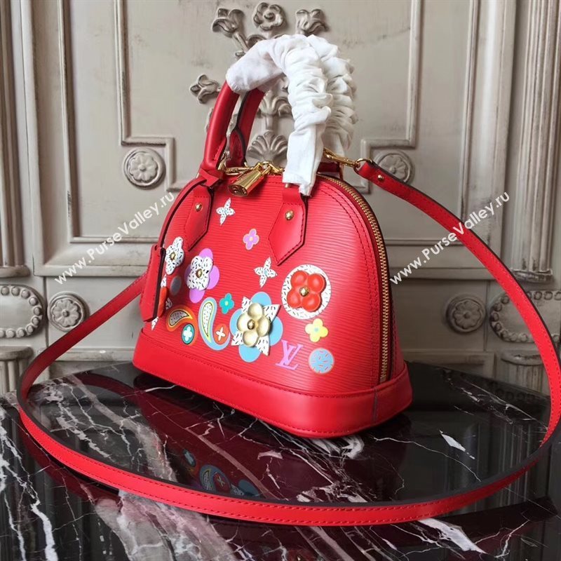 Louis Vuitton LV Alma BB Handbag Monogram Epi Leather Bag Red M53513 6999