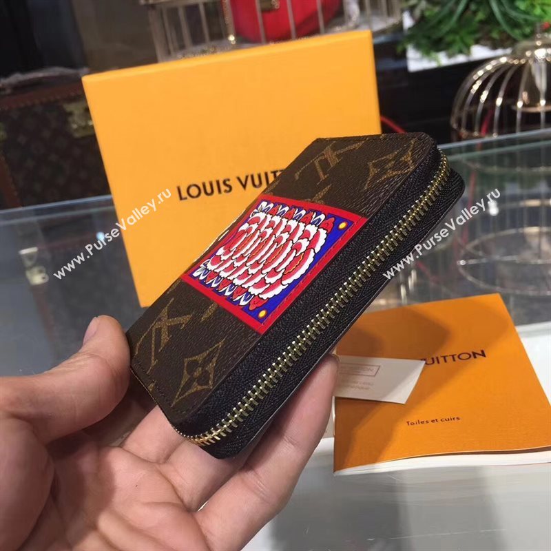 M62394 LV Louis Vuitton Zippy Coin Purse Wallet Monogram Kabuki Bag Brown 6902