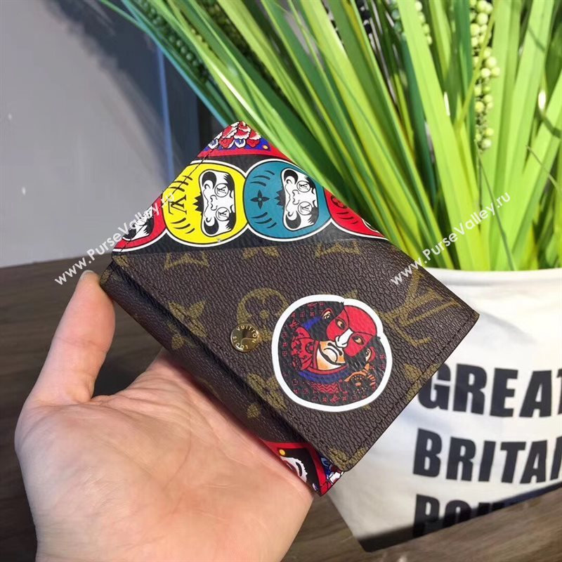 M67253 LV Louis Vuitton Victorine Wallet Purse Monogram Kabuki Bag Brown 6903