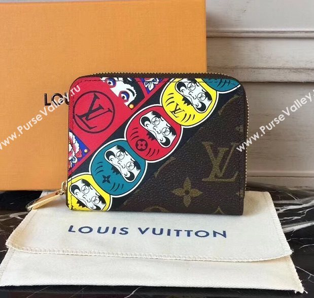 M67250 LV Louis Vuitton Zippy Coin Purse Monogram Kabuki Wallet Bag Brown 6904