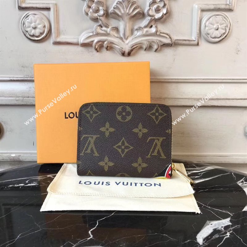 M67250 LV Louis Vuitton Zippy Coin Purse Monogram Kabuki Wallet Bag Brown 6904