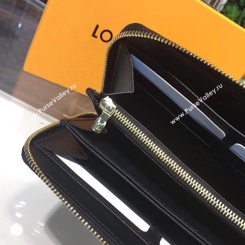 M67258 LV Louis Vuitton Zippy Wallet Purse Monogram Kabuki Bag Brown 6905