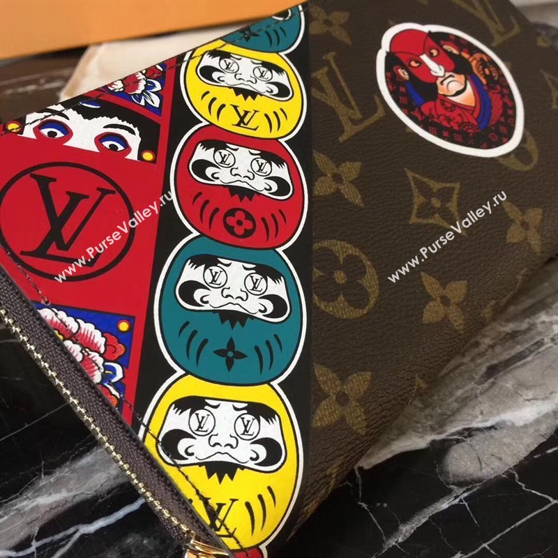 LV Louis Vuitton Zippy Wallet Monogram Kabuki Purse Bag Brown M67249 6906