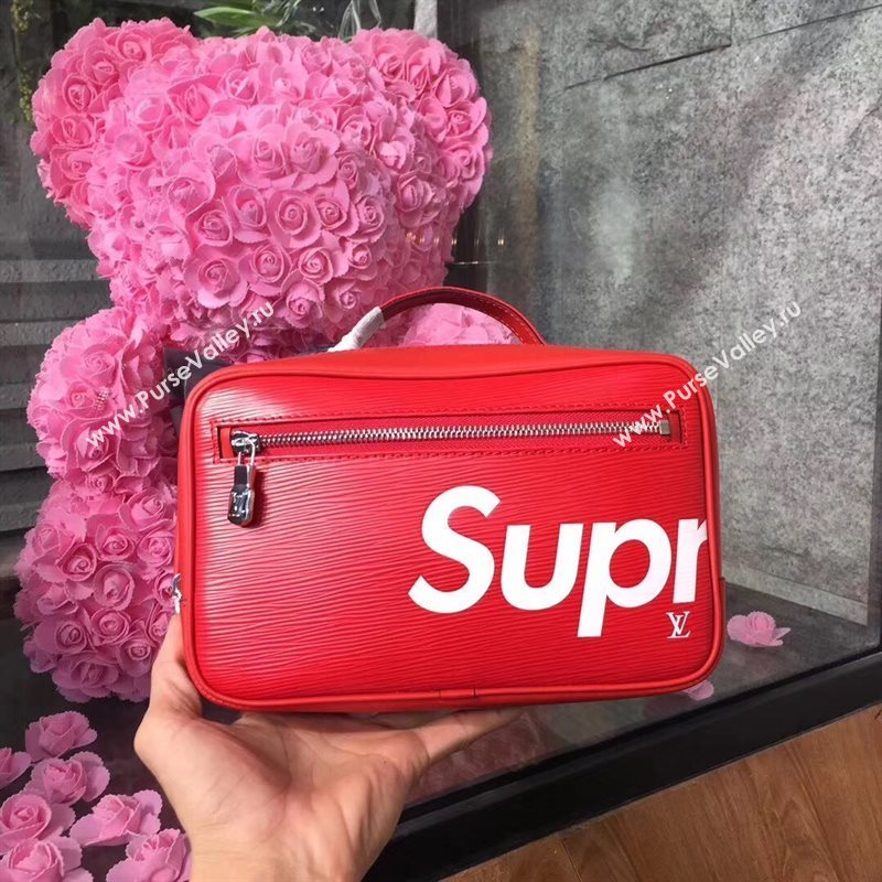 M64572 LV Louis Vuitton Supreme Clutch Handbag Epi Leather Bag Red 6914