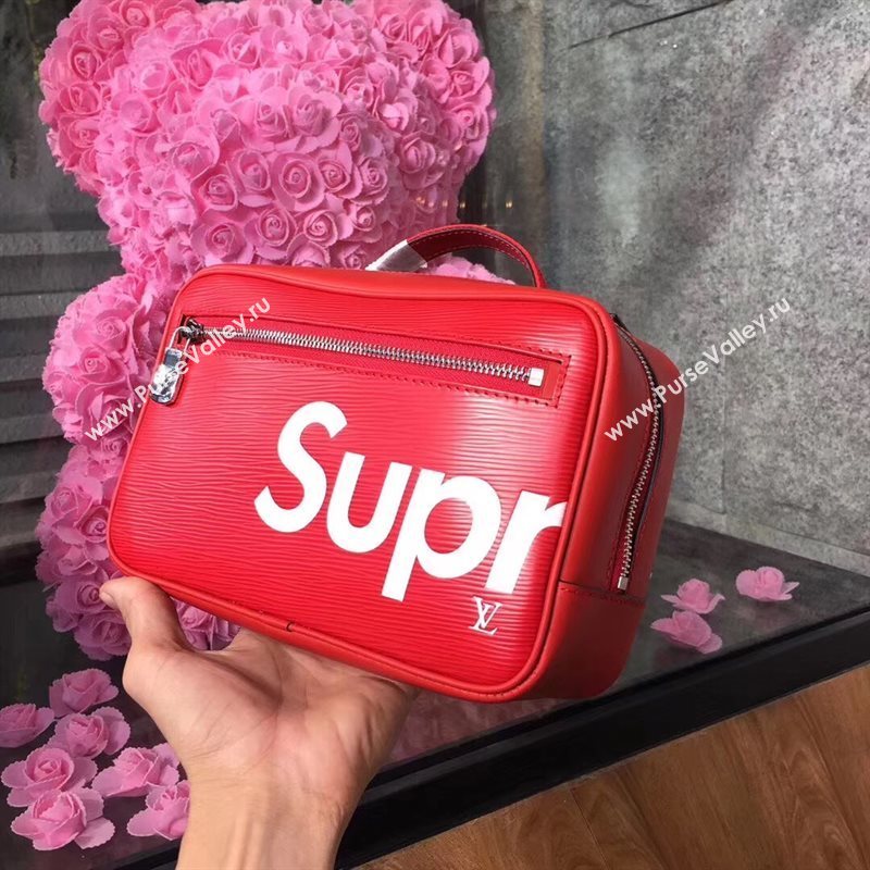 M64572 LV Louis Vuitton Supreme Clutch Handbag Epi Leather Bag Red 6914