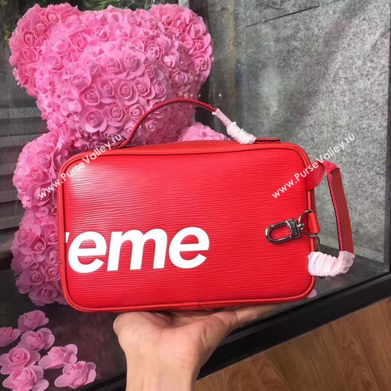 M64572 LV Louis Vuitton Supreme Clutch Handbag Epi Leather Bag Red 6914