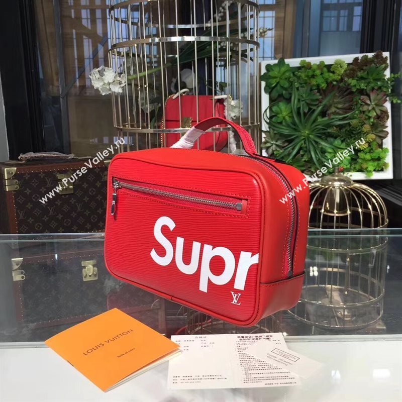 M64572 LV Louis Vuitton Supreme Clutch Handbag Epi Leather Bag Red 6914