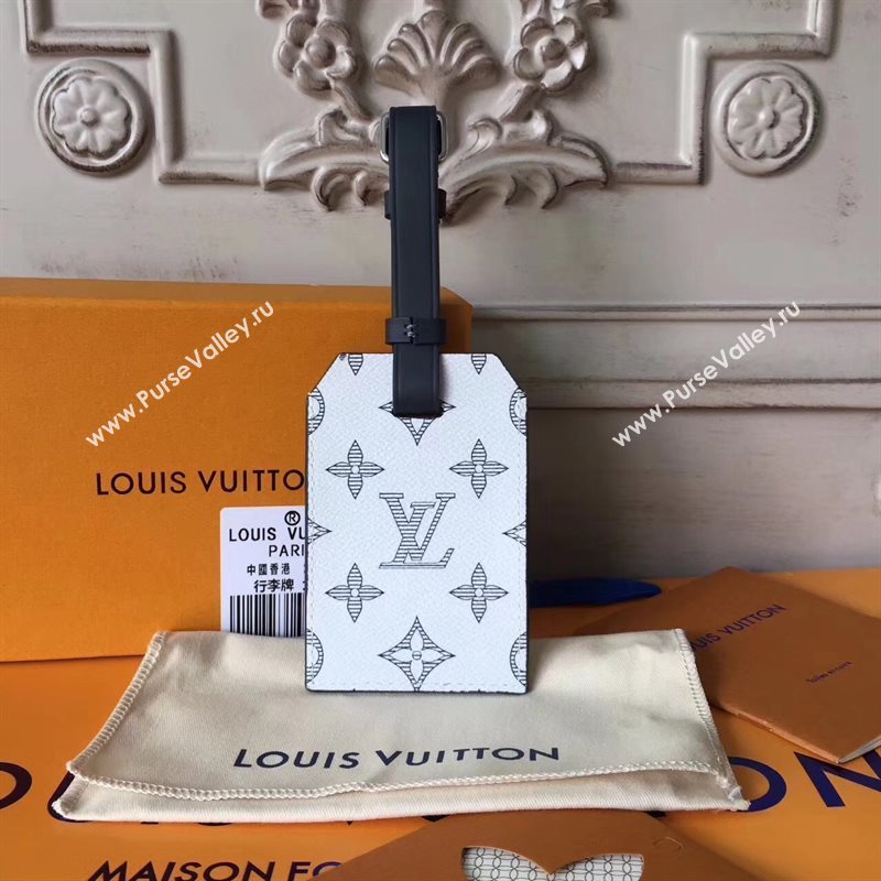 LV Louis Vuitton Monogram Elephant Luggage Tag White 6928