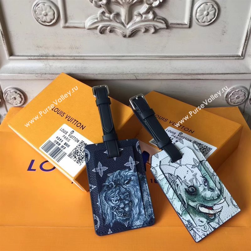 LV Louis Vuitton Monogram Elephant Luggage Tag White 6928