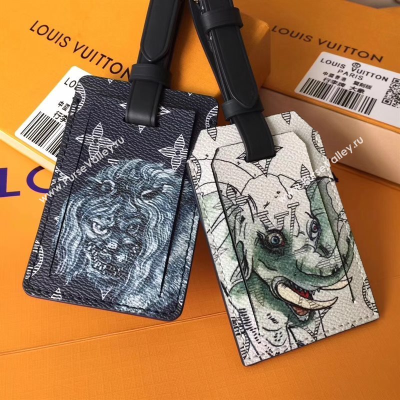 LV Louis Vuitton Monogram Elephant Luggage Tag White 6928