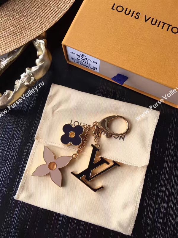 LV Louis Vuitton Fleur De Monogram Bag Charm and Key Holder Black M67119 6934