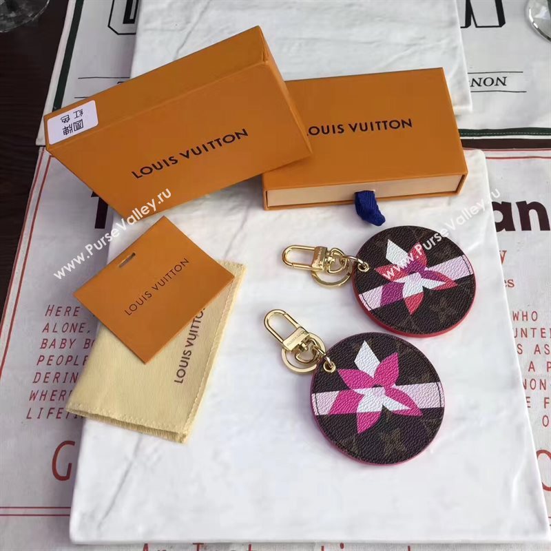 LV Louis Vuitton Illustre Flower Bag Charm and Key Holder Rose 6935