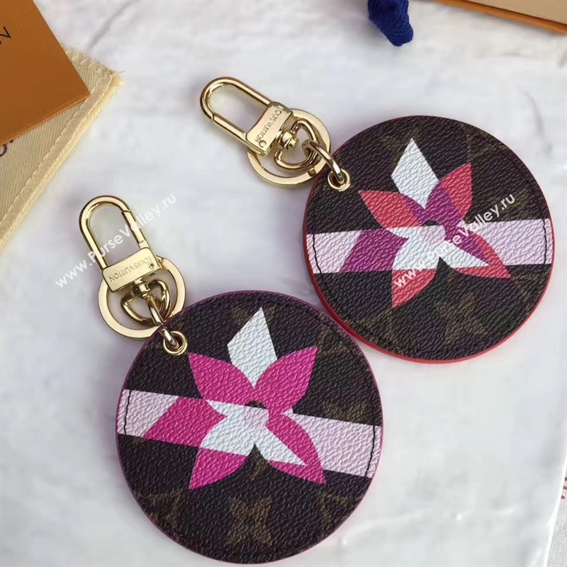 LV Louis Vuitton Illustre Flower Bag Charm and Key Holder Rose 6935