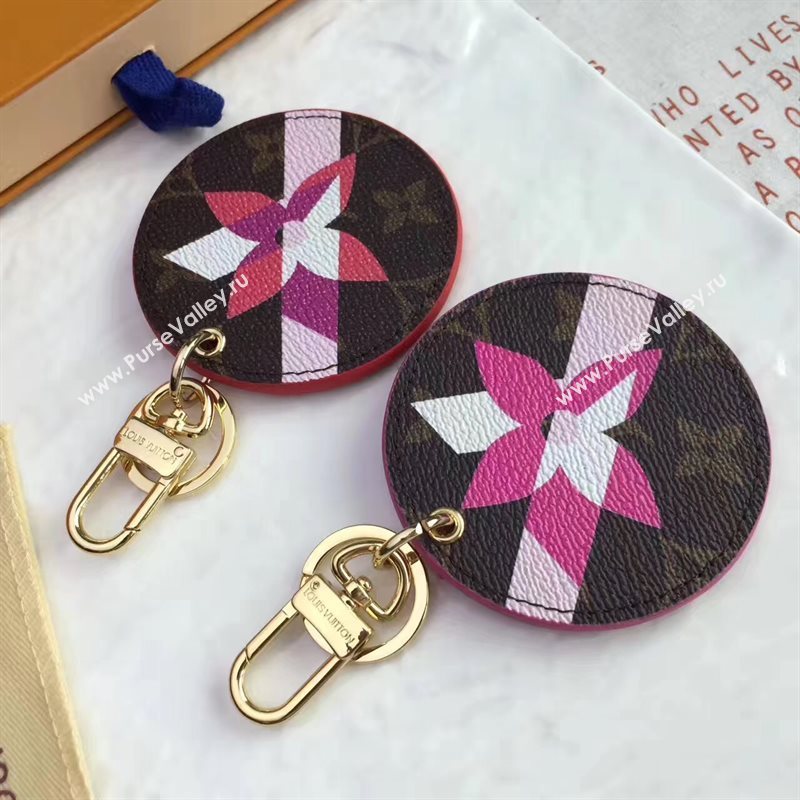 LV Louis Vuitton Illustre Flower Bag Charm and Key Holder Rose 6935